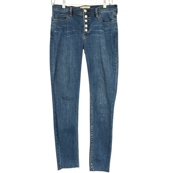Free People Womens Jeans Size 28 Dark Wash Button Fly Raw Hem Denim Pants - Picture 1 of 7